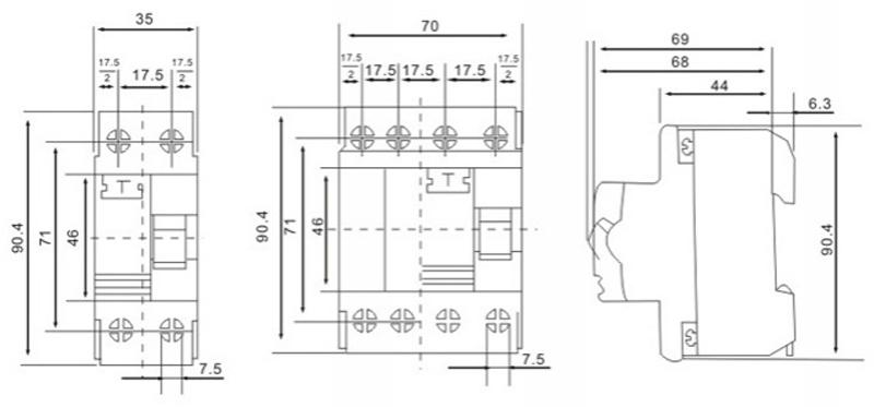 DAF360 6kA Electromagnetic Residual Current Device RCCB Circuit Breaker